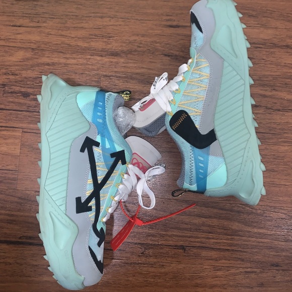 Off-White Mint and Gray Sneakers